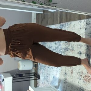 Brown/Rust Jogger Pants. Snug Electric Waistband With Drawstring. Never Worn